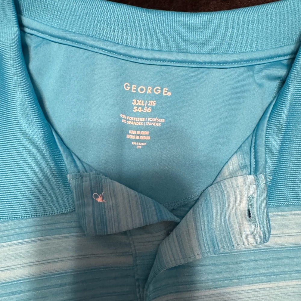 George Men's Teal Striped Polo Shirt - Picture 4 of 7